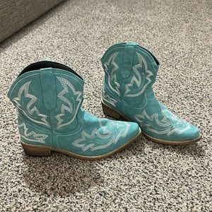 Teal ankle boots